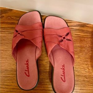 Clarks Open Toe Cherry Pink Sandals for Women